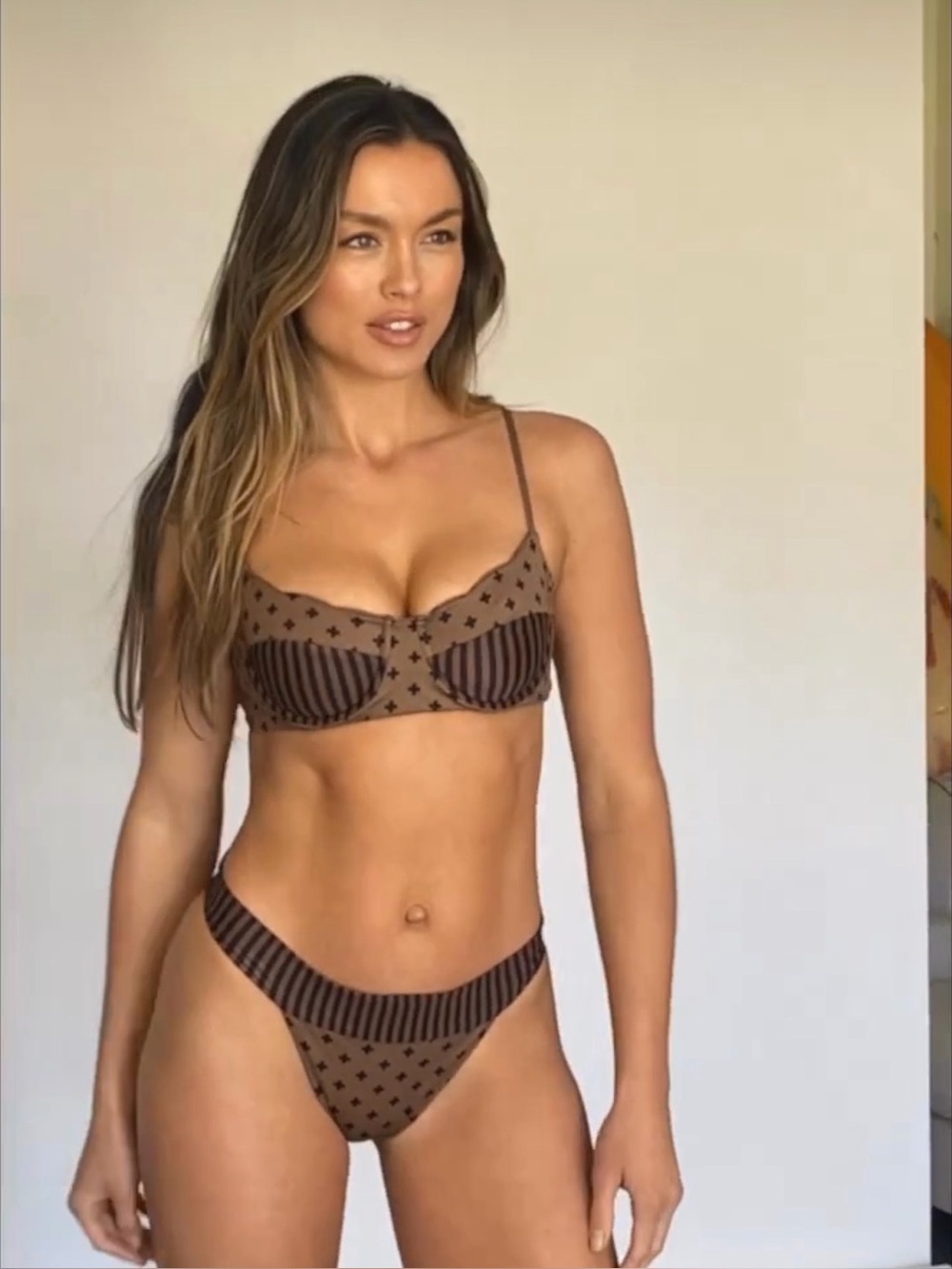 Darlin Swimwear brown and black set